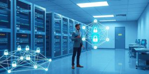 Equipo revisando servidores durante una auditoría de sistemas informáticos en empresa